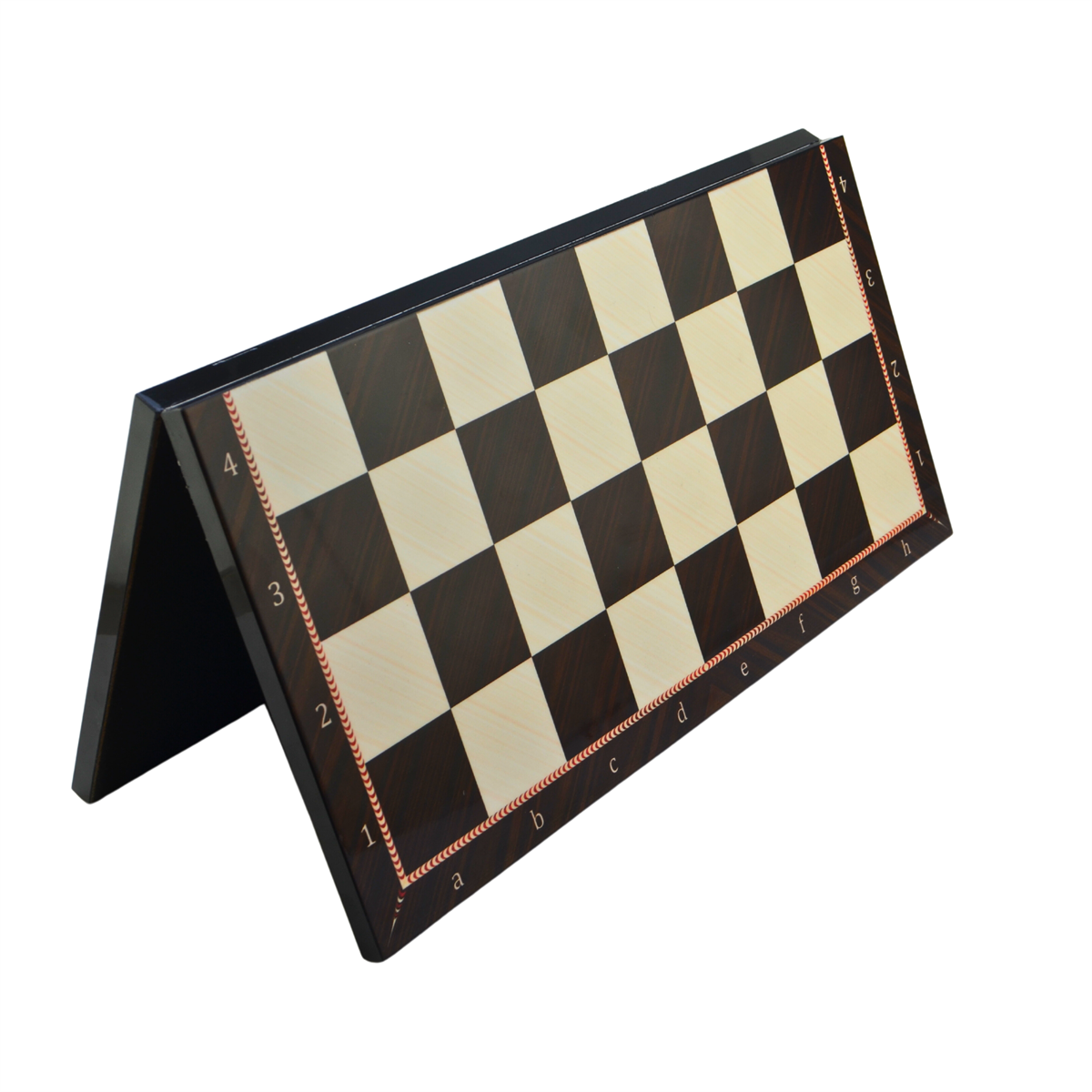 GiftHome Büyük Boy Metal İNGİLİZ Satranç Takımı Antik ve Katlanır Ceviz Desenli MDF Satranç Tahtası (43X43 cm.)