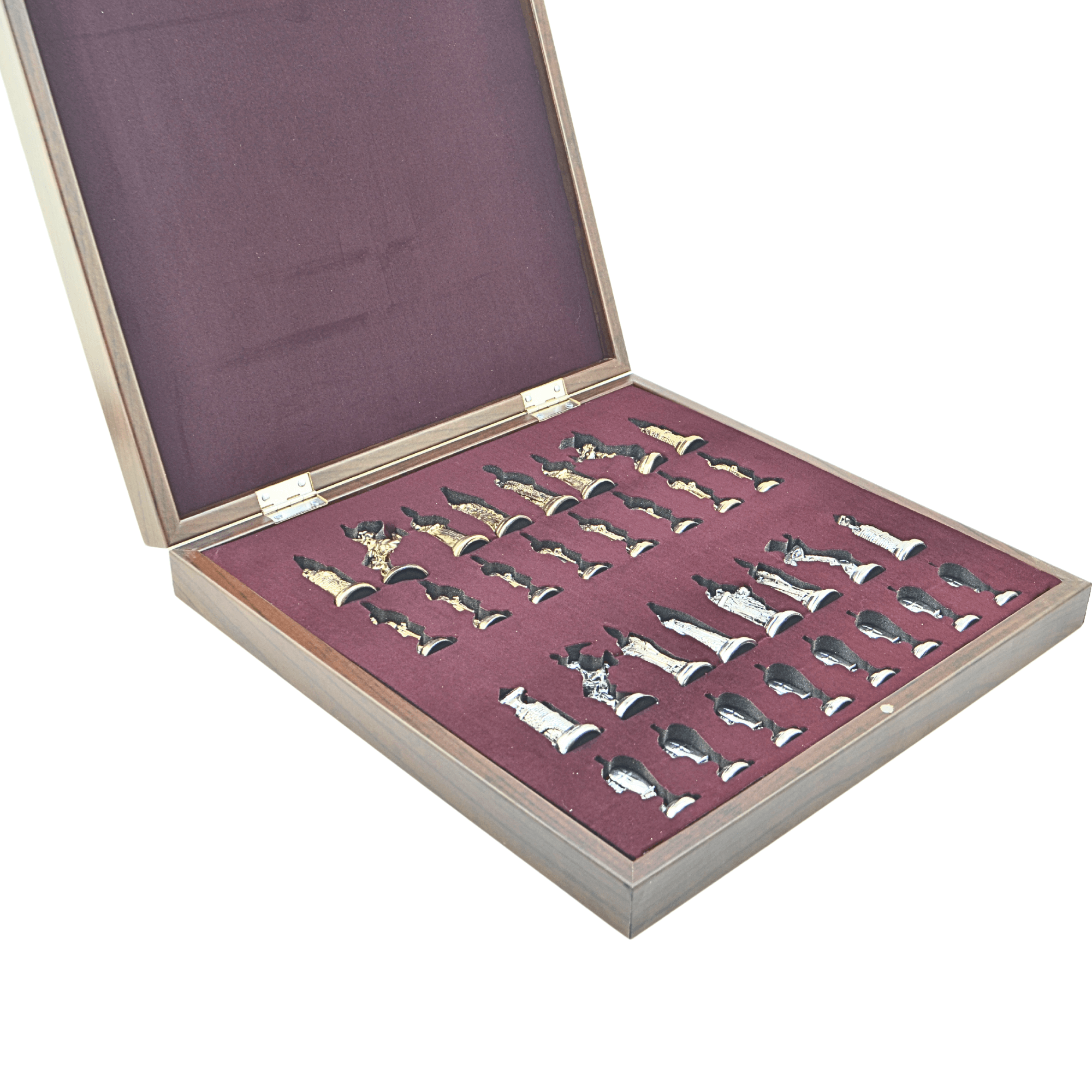 GiftHome Büyük Boy Metal OSMANLI-BİZANS Satranç Tk. Parlak ve Rustik Desenli Sandıklı MDF Tahtası(36X36 cm.) 