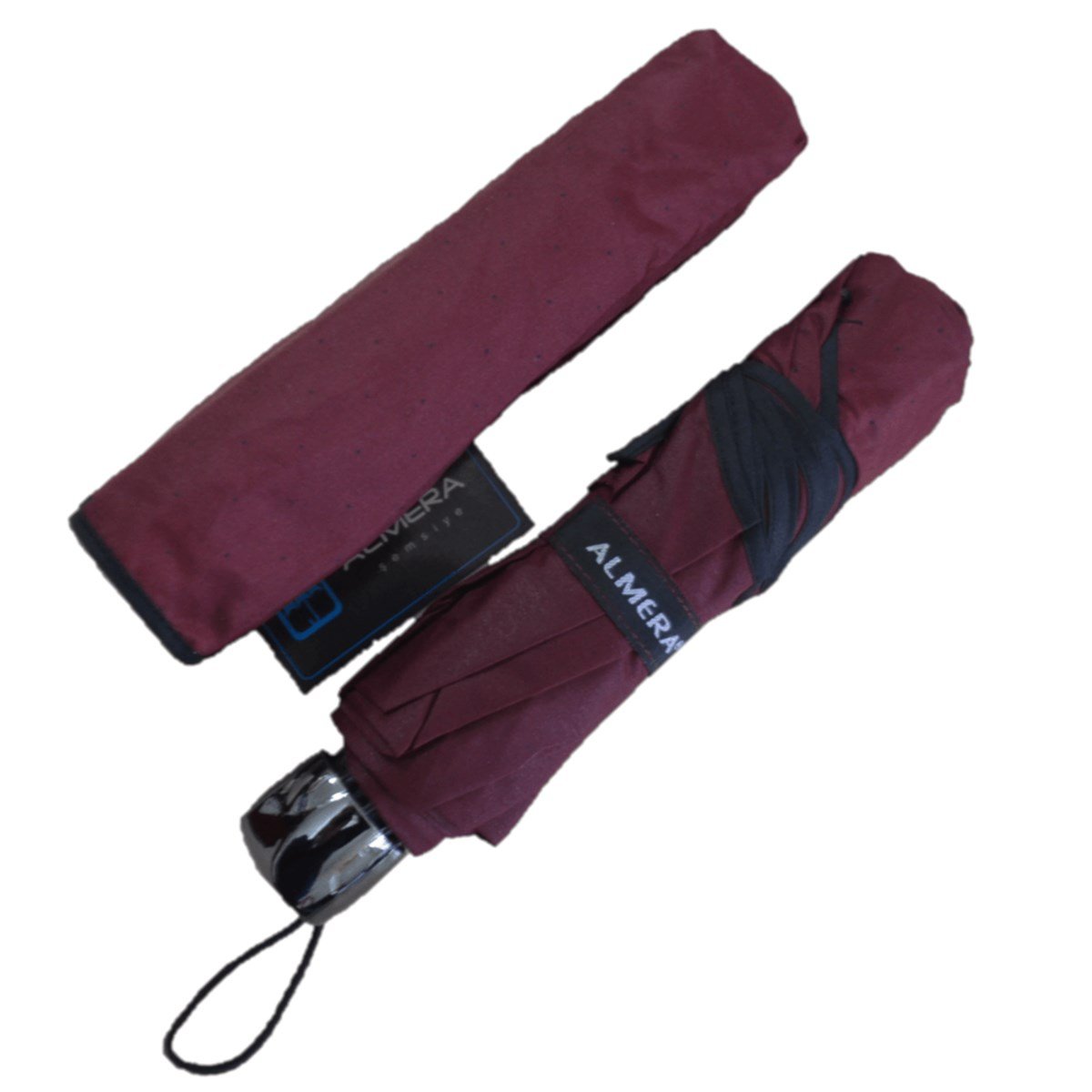 GiftHome Çanta Boy, Katlanır, 8 Telli, Nokta Benekli Kadın Şemsiye, Bordo