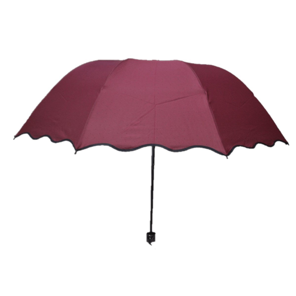 GiftHome Çanta Boy, Katlanır, 8 Telli, Nokta Benekli Kadın Şemsiye, Bordo