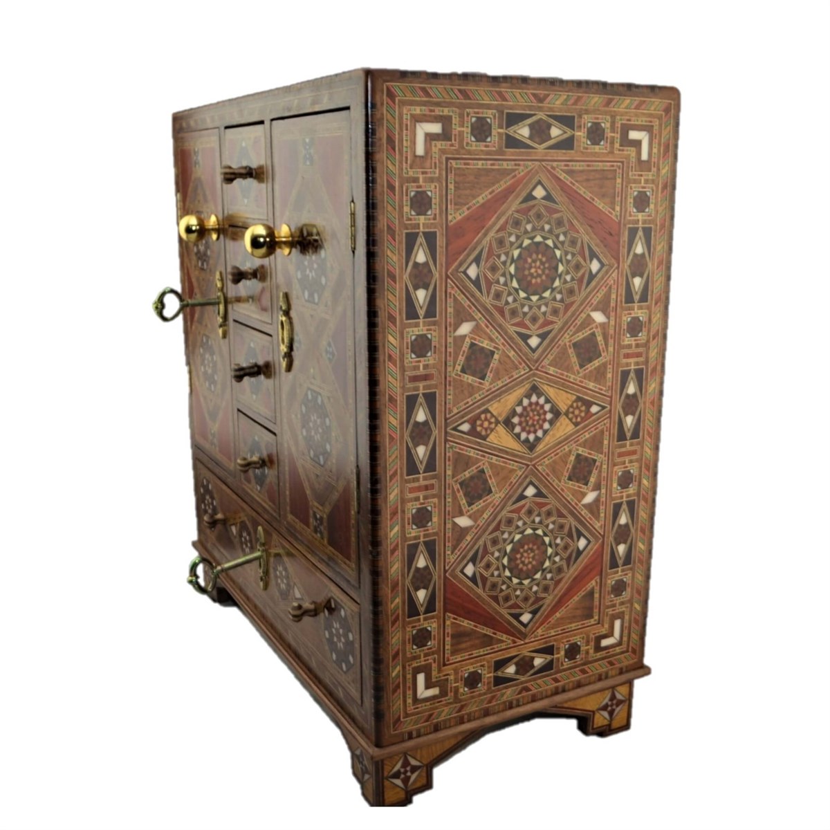 Gifthome, El Yapımı, Masif Ahşap, Takı / Mücevher Kutusu-Dolap - Lilyum ( Büyük Boy Çekmeceli )