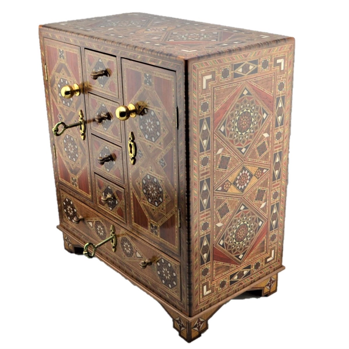 Gifthome, El Yapımı, Masif Ahşap, Takı / Mücevher Kutusu-Dolap - Lilyum ( Büyük Boy Çekmeceli )