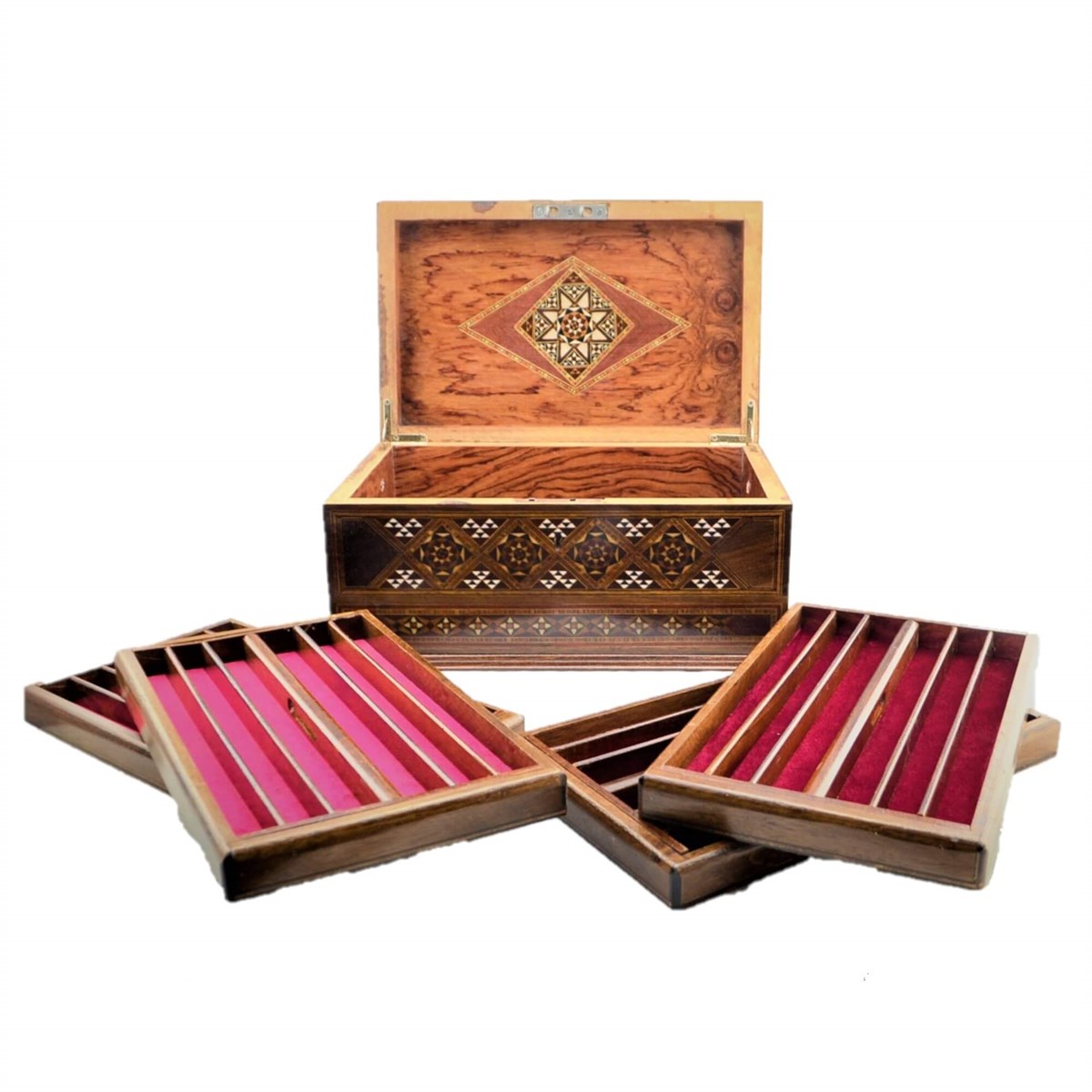 Gifthome, El Yapımı, Masif Ahşap, Takı / Mücevher Kutusu - Lale ( 4 Raflı )