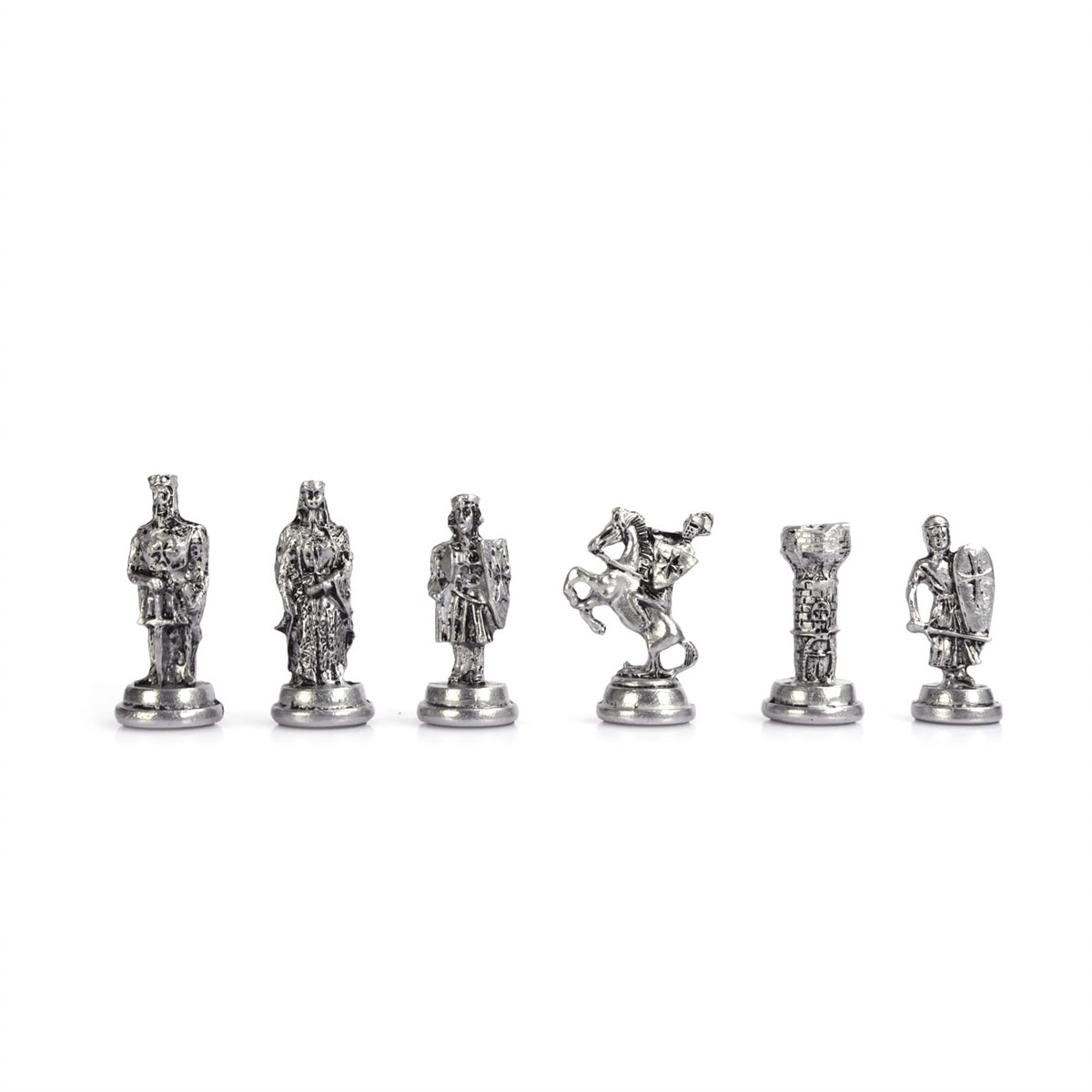 Gifthome Metal Satranç Takımı / Seti ; Orta Boy, Osmanlı & Bizans Figürlü, Parlak Satranç Taşı ve MDF, Bahar Desenli Satranç Tahtası