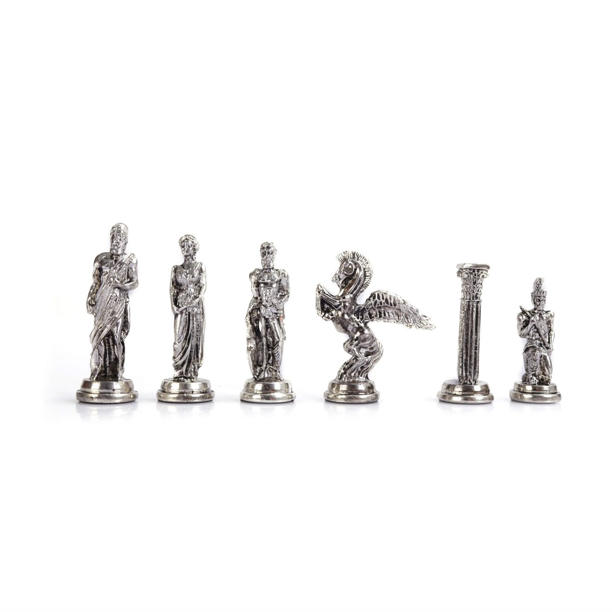 Gifthome Metal Satranç Takımı 5 No PEGASUS Parlak Taş ve 3D Arena Masif Tahta