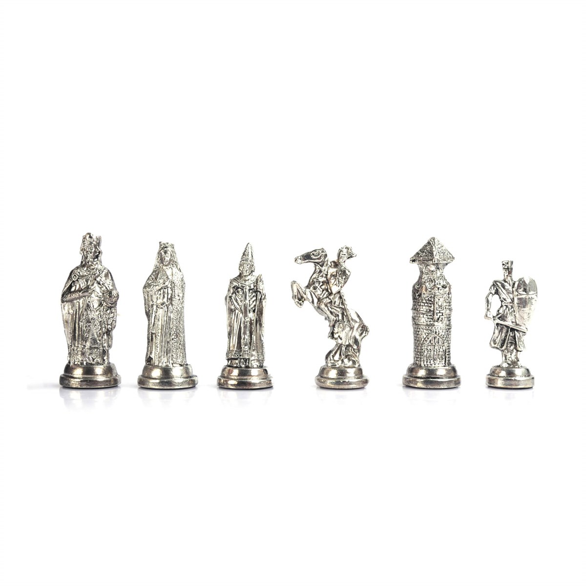 Gifthome Metal Satranç Takımı/Büyük,Osmanlı&Bizans,Parlak ve Platin Meşe Desenli Satranç Tahtası