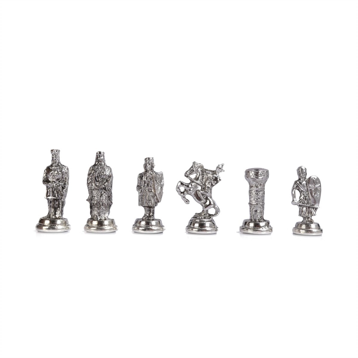 Gifthome Metal Satranç Takımı;Orta,Osmanlı&Bizans,Parlak,Platin Meşe Desenli Satranç Tahtası