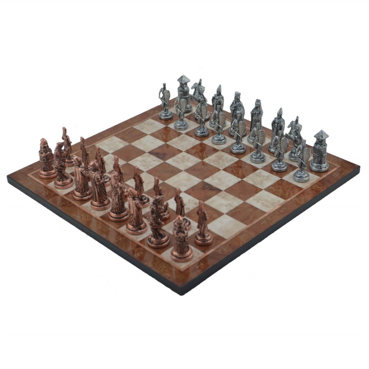 Gifthome Metal Satranç Takımı/Seti; Büyük, Osmanlı&Bizans, Antik ve Mocha Desenli Satranç Tahtası