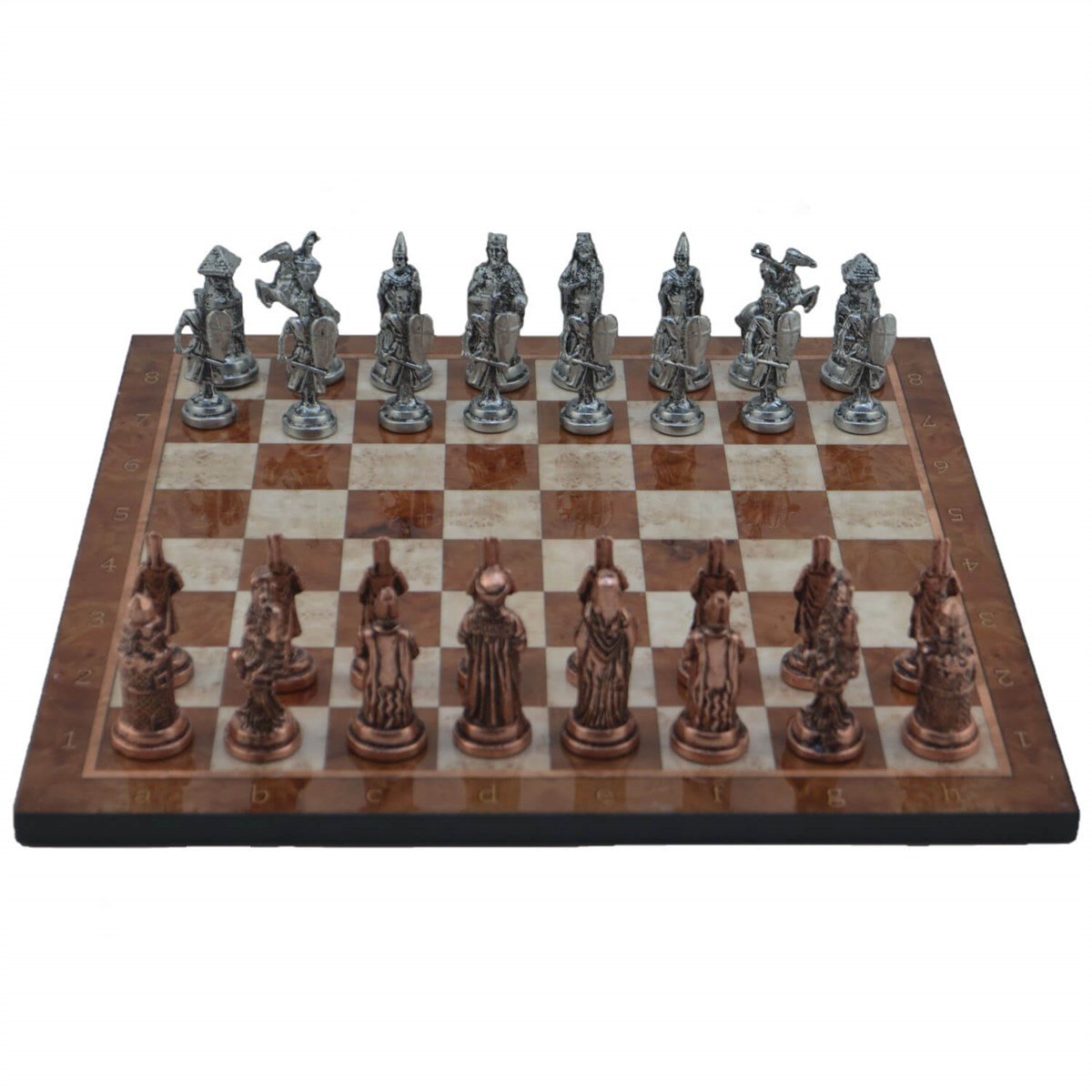 Gifthome Metal Satranç Takımı/Seti; Büyük, Osmanlı&Bizans, Antik ve Mocha Desenli Satranç Tahtası