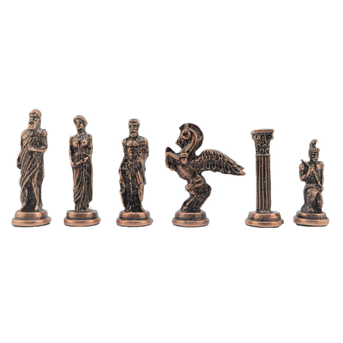 Gifthome Metal Satranç Takımı/Seti; Büyük, Pegasus, Antik Taş ve Mocha Desenli Satranç Tahtası