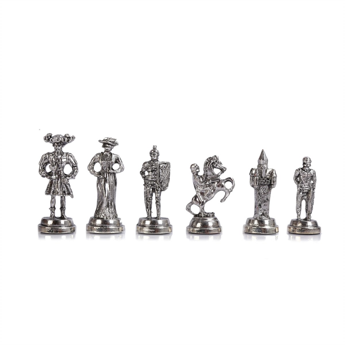 Gifthome Metal Satranç Takımı/Seti; Orta, İspanyol, Parlak Taş ve Ceviz Düz Masif Satranç Tahtası