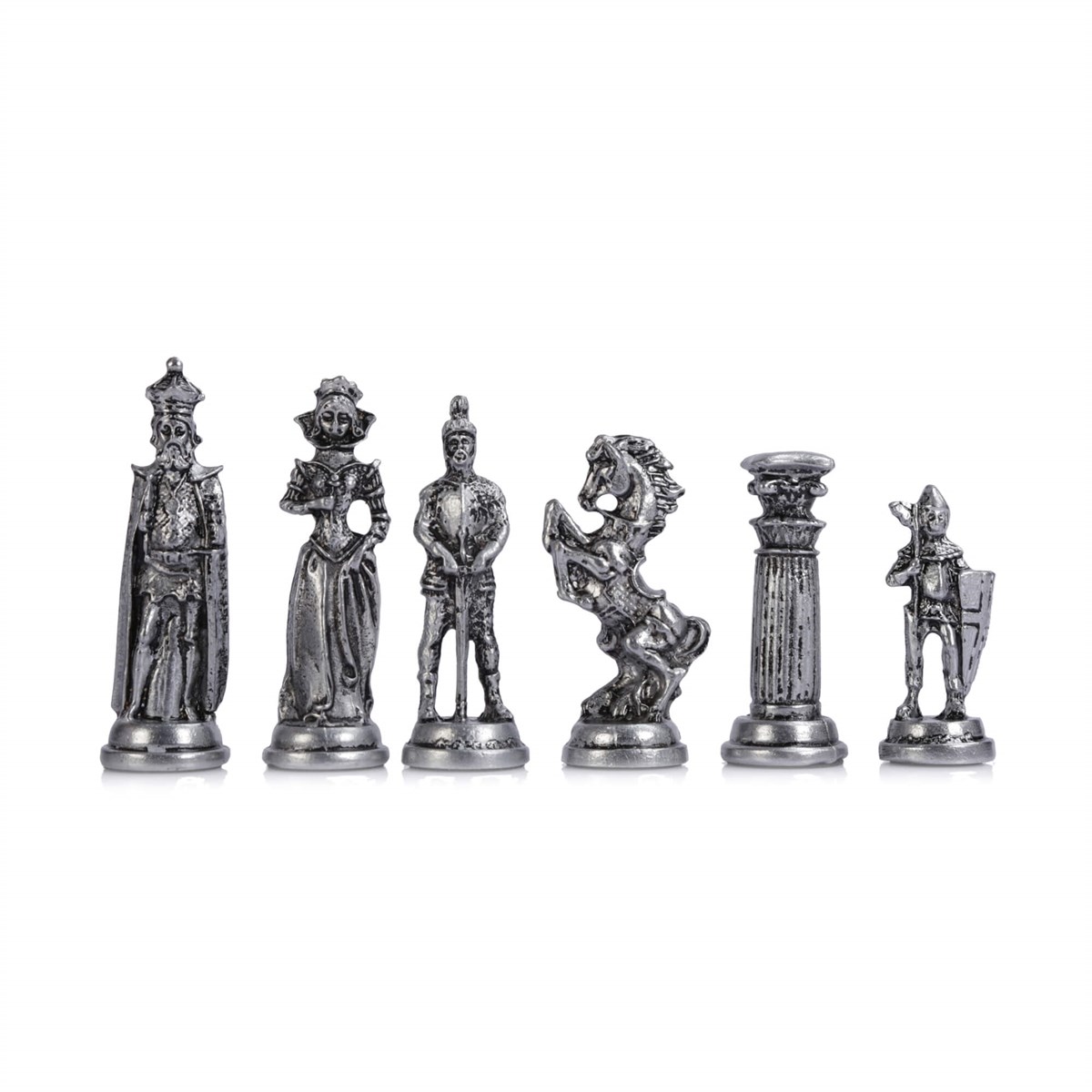 Gifthome Metal Satranç Takımı/Seti;Battal,İngiliz,Antik,Sedefli,Gül, Düz Masif Satranç Tahtası