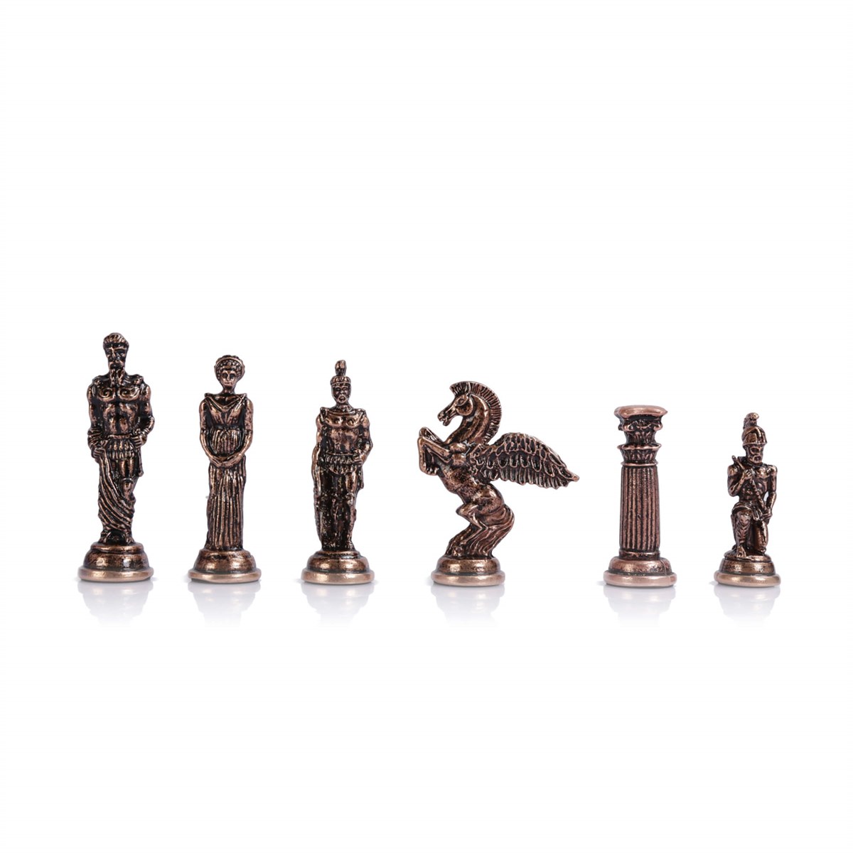 Gifthome Metal Satranç Takımı/Seti;Battal,Pegasus,Antik,Sedefli,Gül, Düz Masif Satranç Tahtası