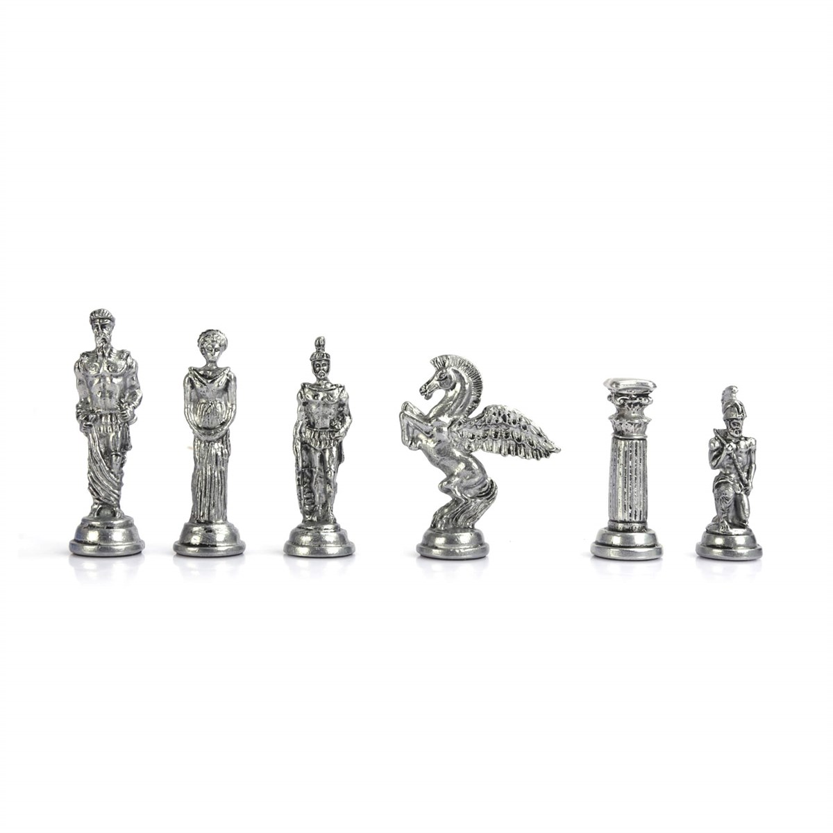 Gifthome Metal Satranç Takımı/Seti;Battal,Pegasus,Antik,Sedefli,Gül, Düz Masif Satranç Tahtası