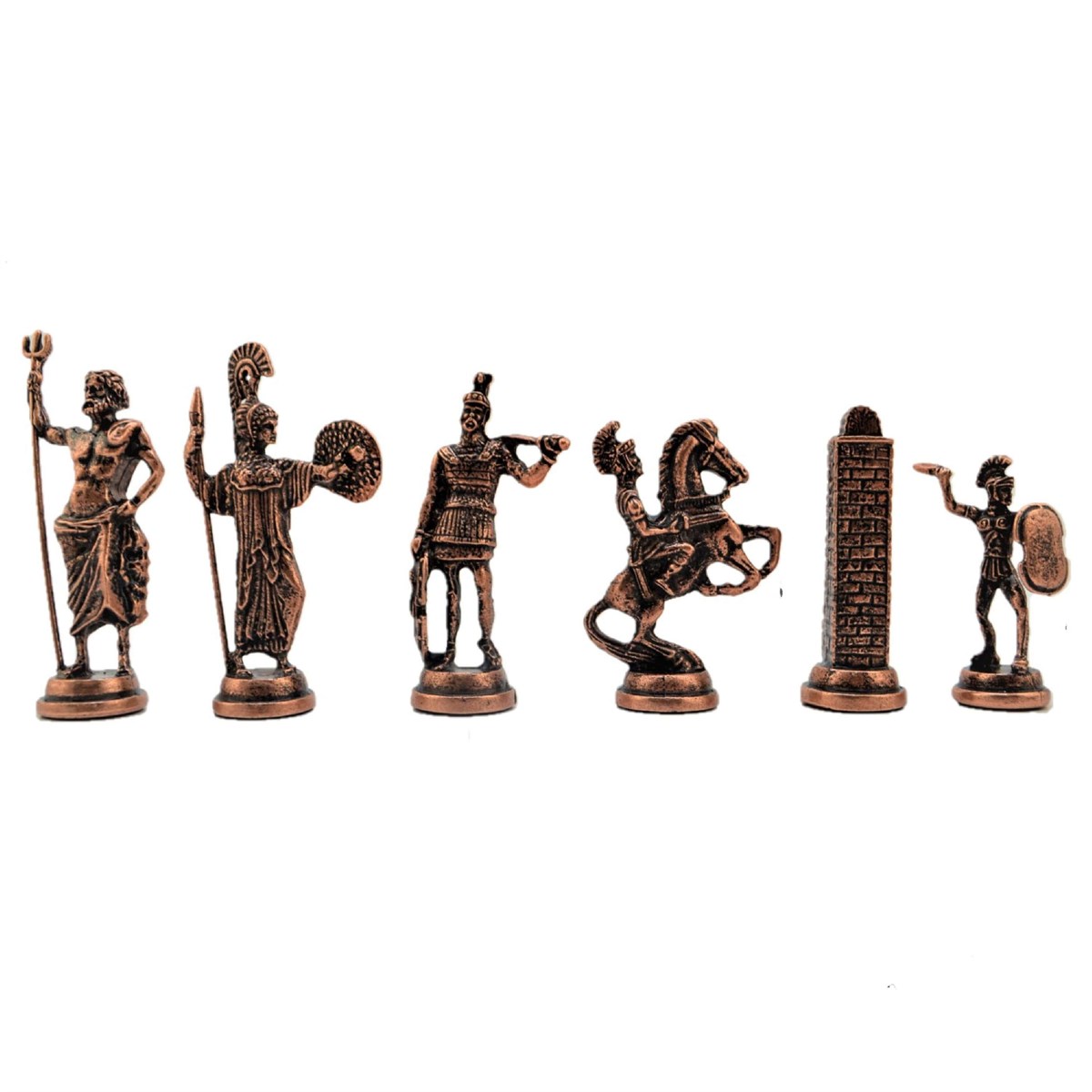 Gifthome Metal Satranç Takımı/Seti;Battal,Yunan,Antik,Ceviz, Düz Masif Satranç Tahtası