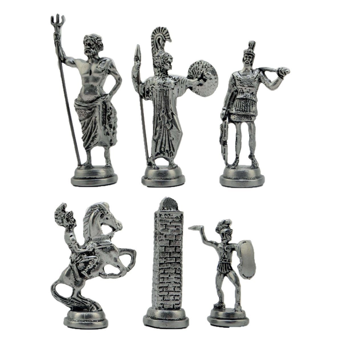 Gifthome Metal Satranç Takımı/Seti;Battal,Yunan ,Antik Taş ve Sedefli,Düz Masif Satranç Tahtası