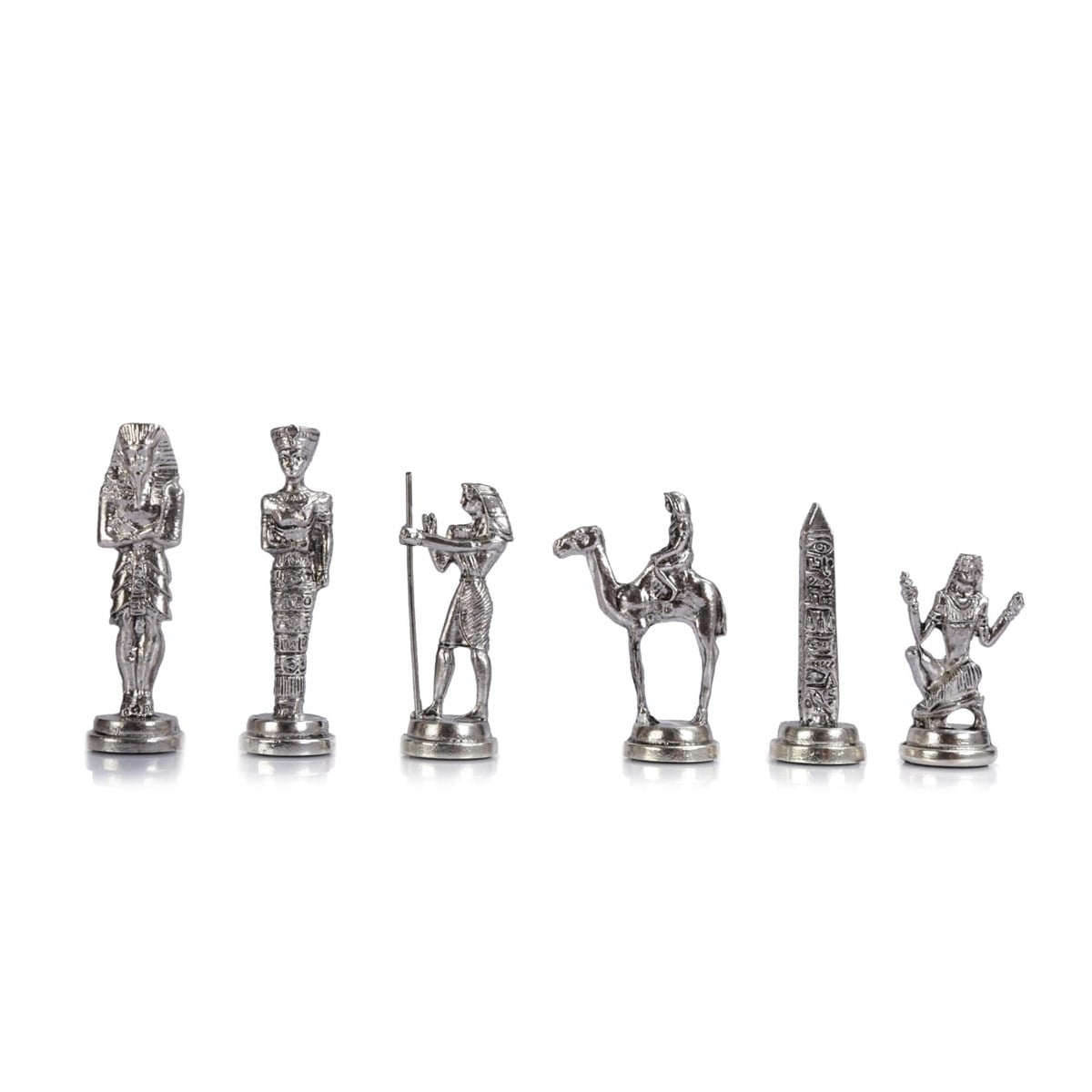 Gifthome Metal Satranç Takımı/Seti;Büyük,Mısır,Parlak Taş ve Kırmızı  Desenli Satranç Tahtası