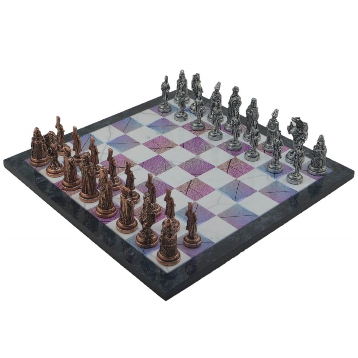 Gifthome Metal Satranç Takımı/Seti;Büyük,Osmanlı,Antik Taş ve Bahar Desenli Satranç Tahtası
