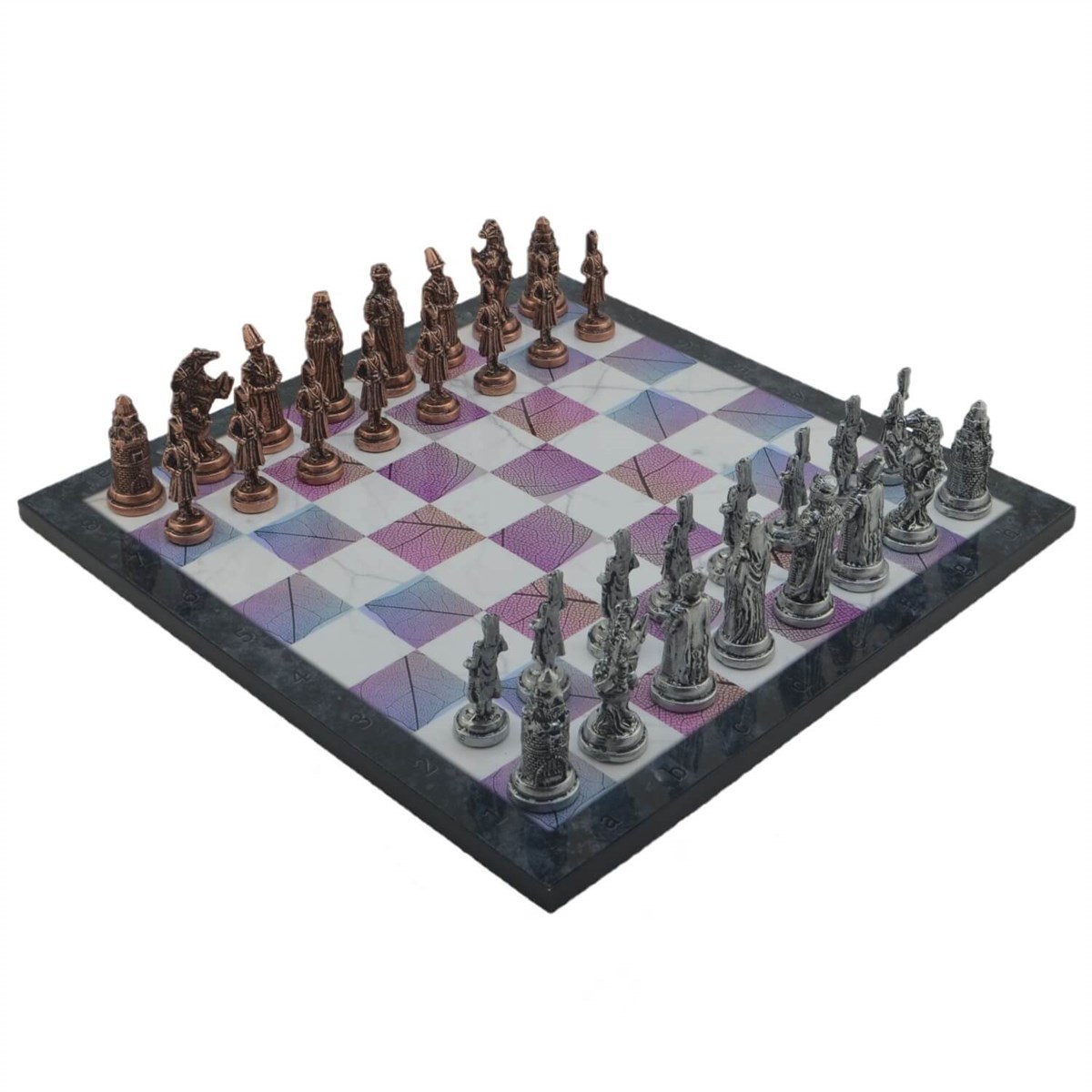 Gifthome Metal Satranç Takımı/Seti;Büyük,Osmanlı,Antik Taş ve Bahar Desenli Satranç Tahtası
