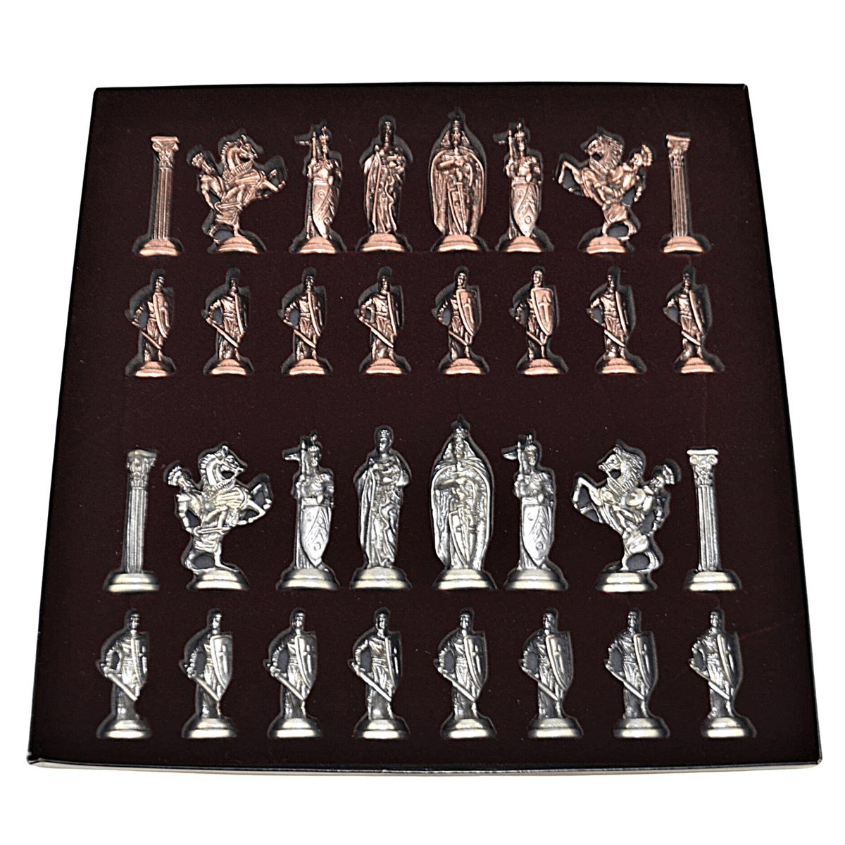 Gifthome Metal Satranç Takımı/Seti;Büyük,İngiliz,Antik Taş ve Gri Mermer Desenli Satranç Tahtası