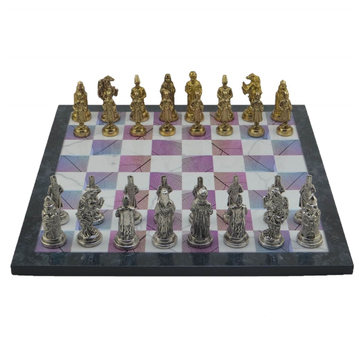 Gifthome Metal Satranç Takımı/Seti;Büyük,Osmanlı,Parlak Taş ve Bahar Desenli Satranç Tahtası