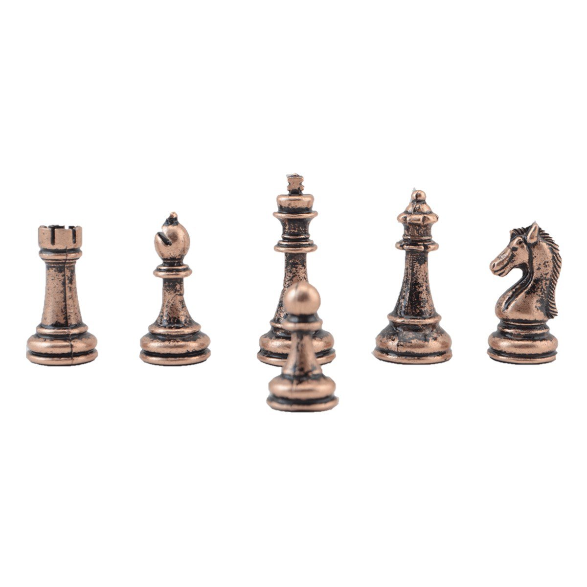 Gifthome Metal Satranç Takımı/Seti;Büyük,Klasik,Antik Taş ve Rustik Ceviz Desenli Satranç Tahtası