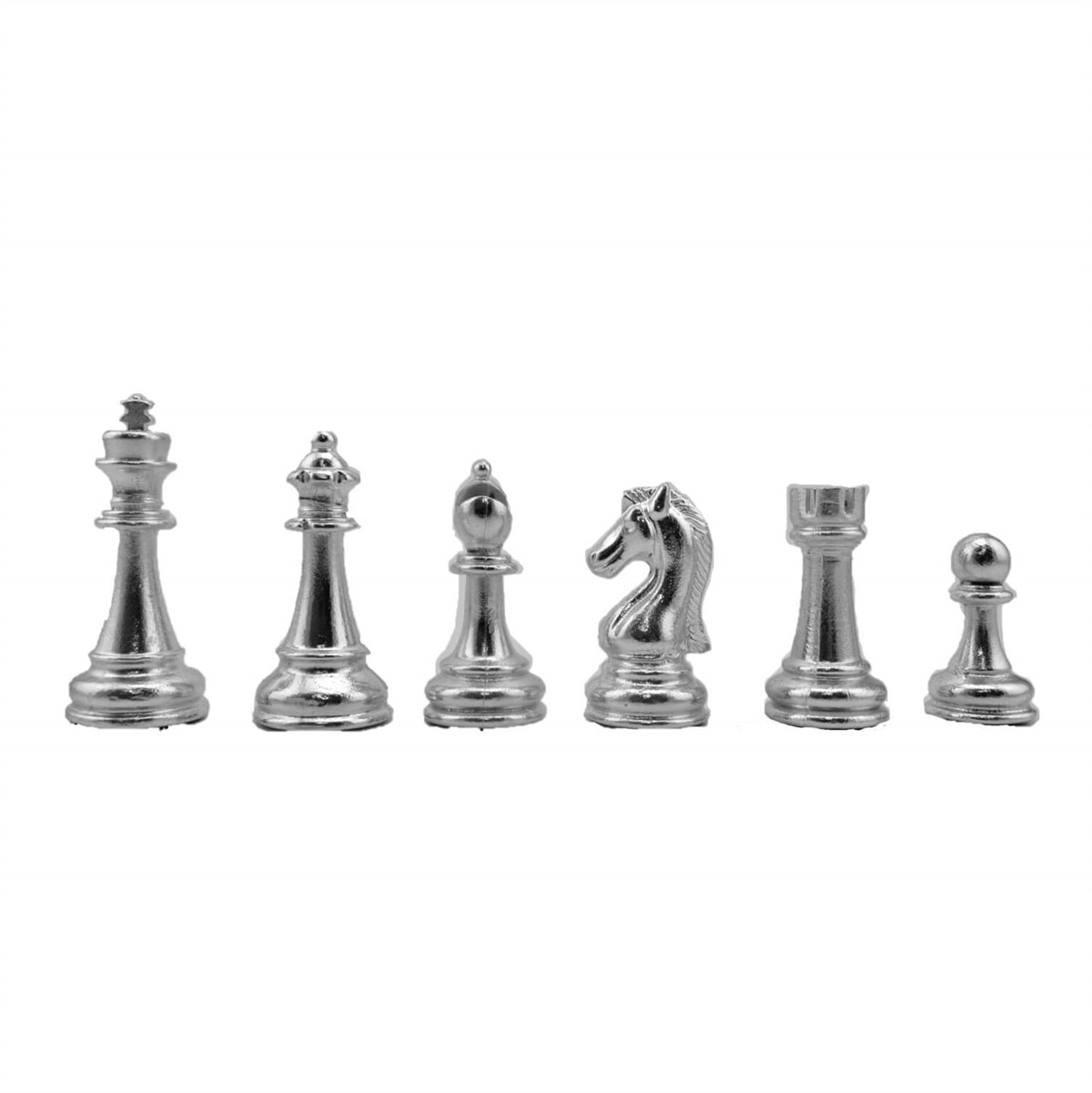 Gifthome Metal Satranç Takımı/Seti;Büyük,Klasik,Parlak Taş ve Rustik Ceviz Desen Satranç Tahtası