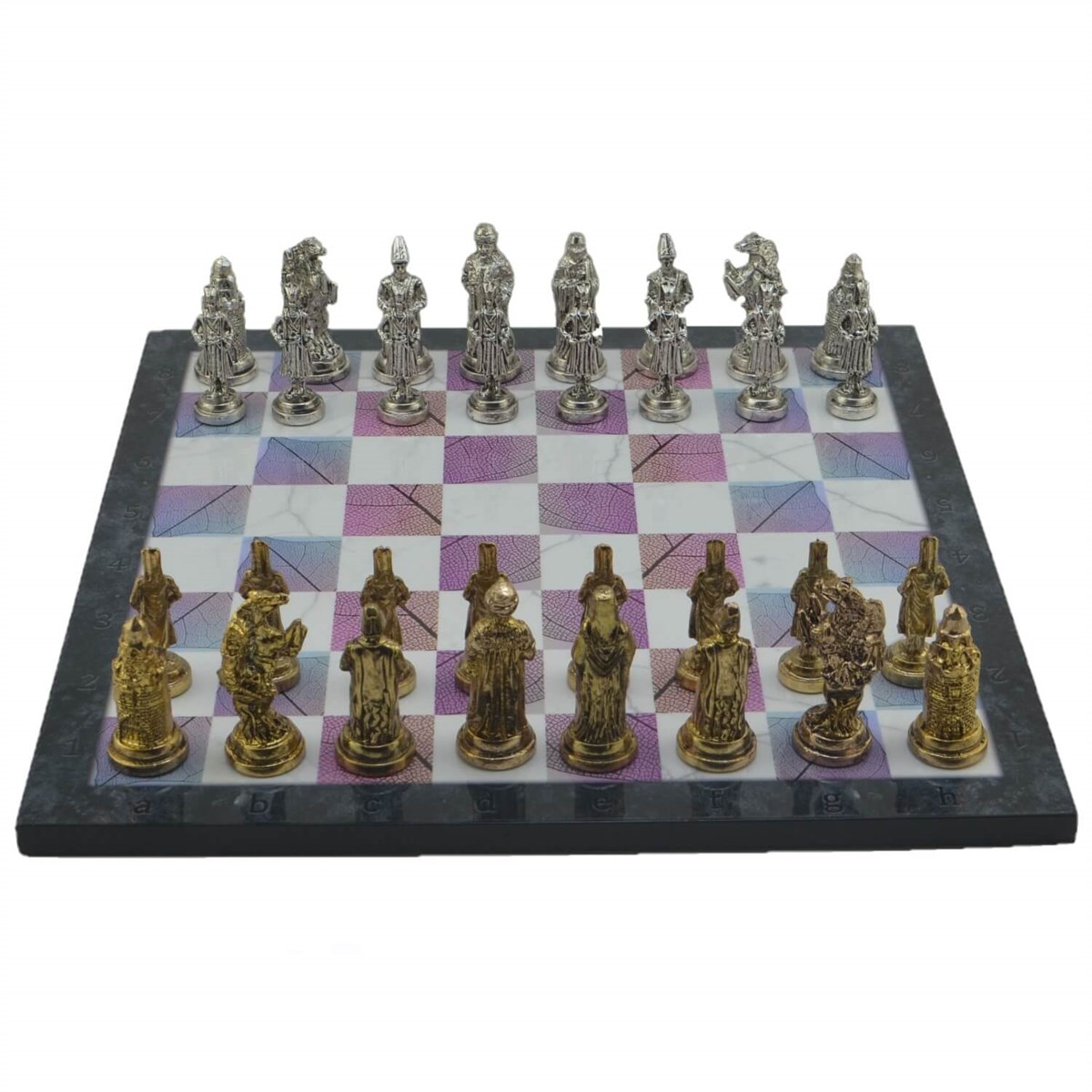Gifthome Metal Satranç Takımı/Seti;Büyük,Osmanlı,Parlak Taş ve Bahar Desenli Satranç Tahtası
