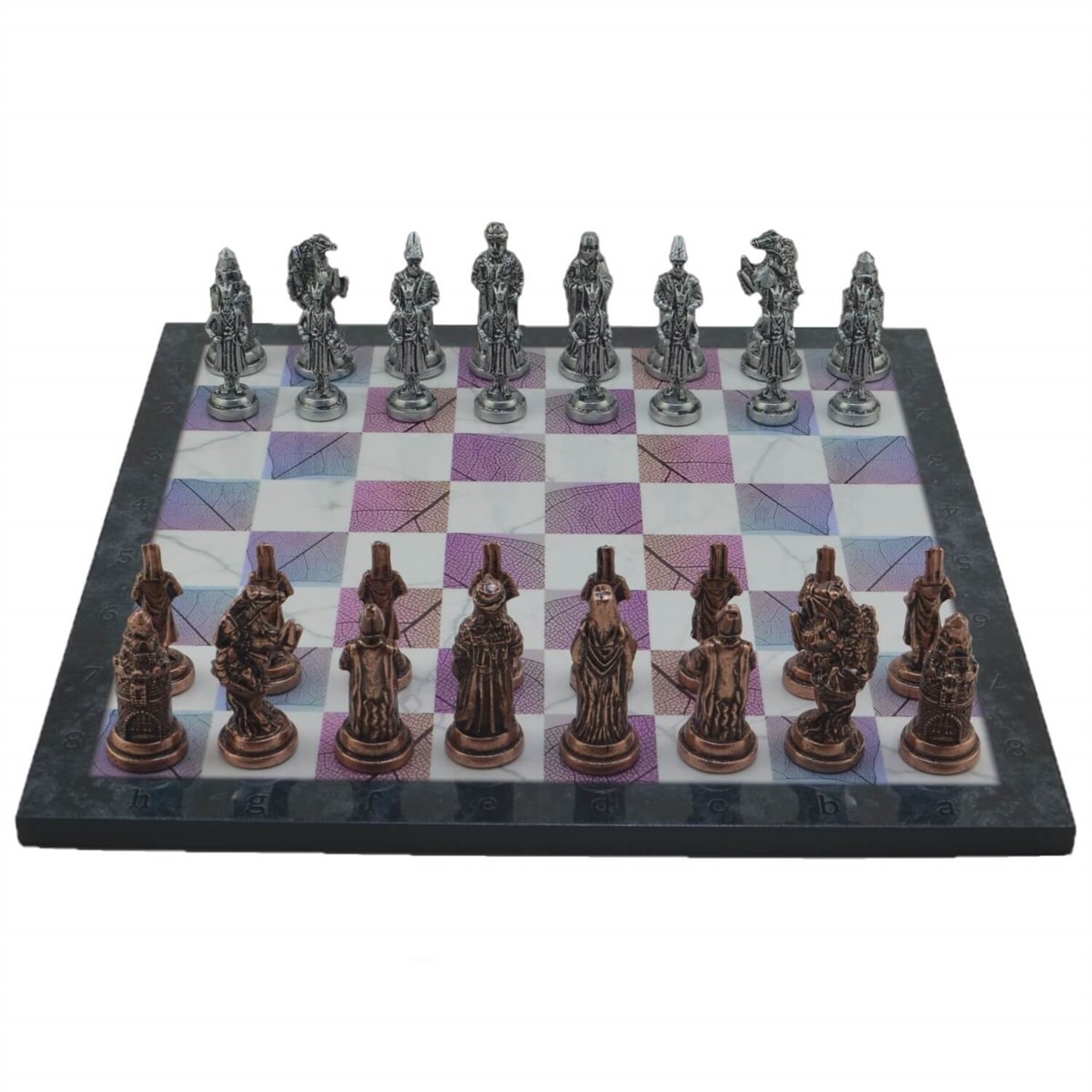 Gifthome Metal Satranç Takımı/Seti;Büyük,Osmanlı,Antik Taş ve Bahar Desenli Satranç Tahtası