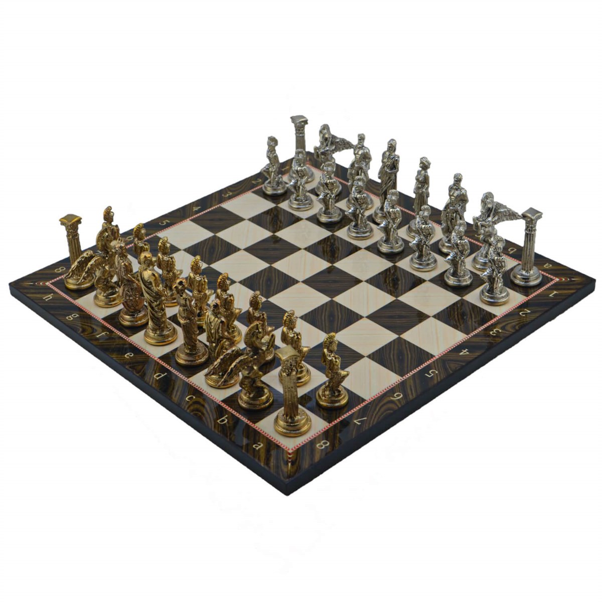 Gifthome Metal Satranç Takımı/Seti,Büyük,Pegasus Figürlü,Parlak Taş ve Ceviz Desenli Satranç Tahtası