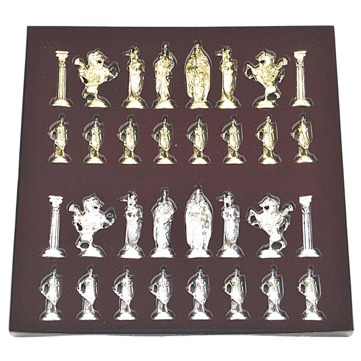 Gifthome Metal Satranç Takımı/Seti;Büyük,İngiliz,Parlak Taş ve Bahar Desenli Satranç Tahtası