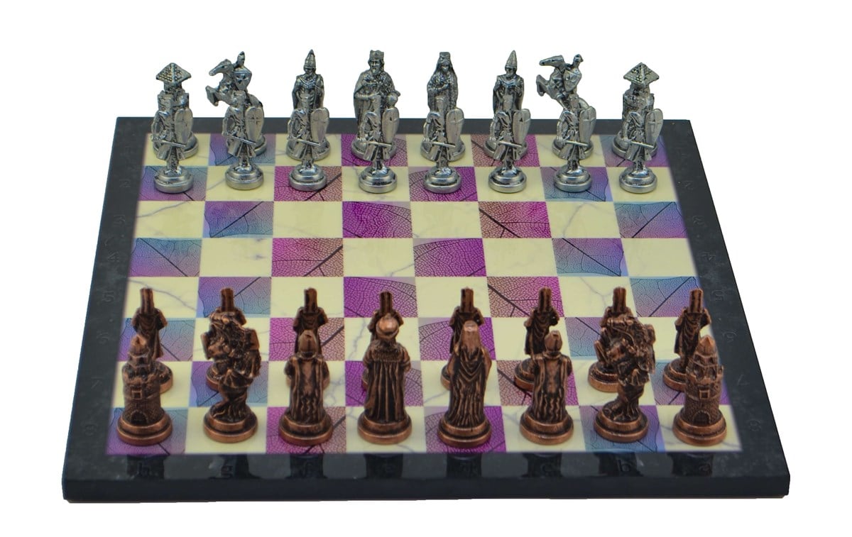 Gifthome Metal Satranç Takımı/Seti;Büyük,Osmanlı&Bizans,Antik Taş ve Bahar Desenli Satranç Tahtası