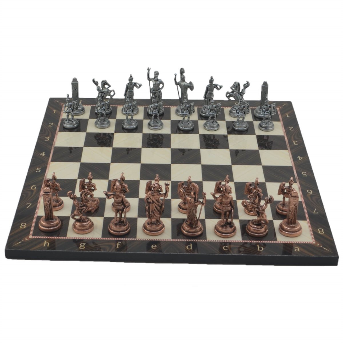 Gifthome Metal Satranç Takımı/Seti;Orta,Yunan,Antik,Ceviz Desenli Satranç Tahtası