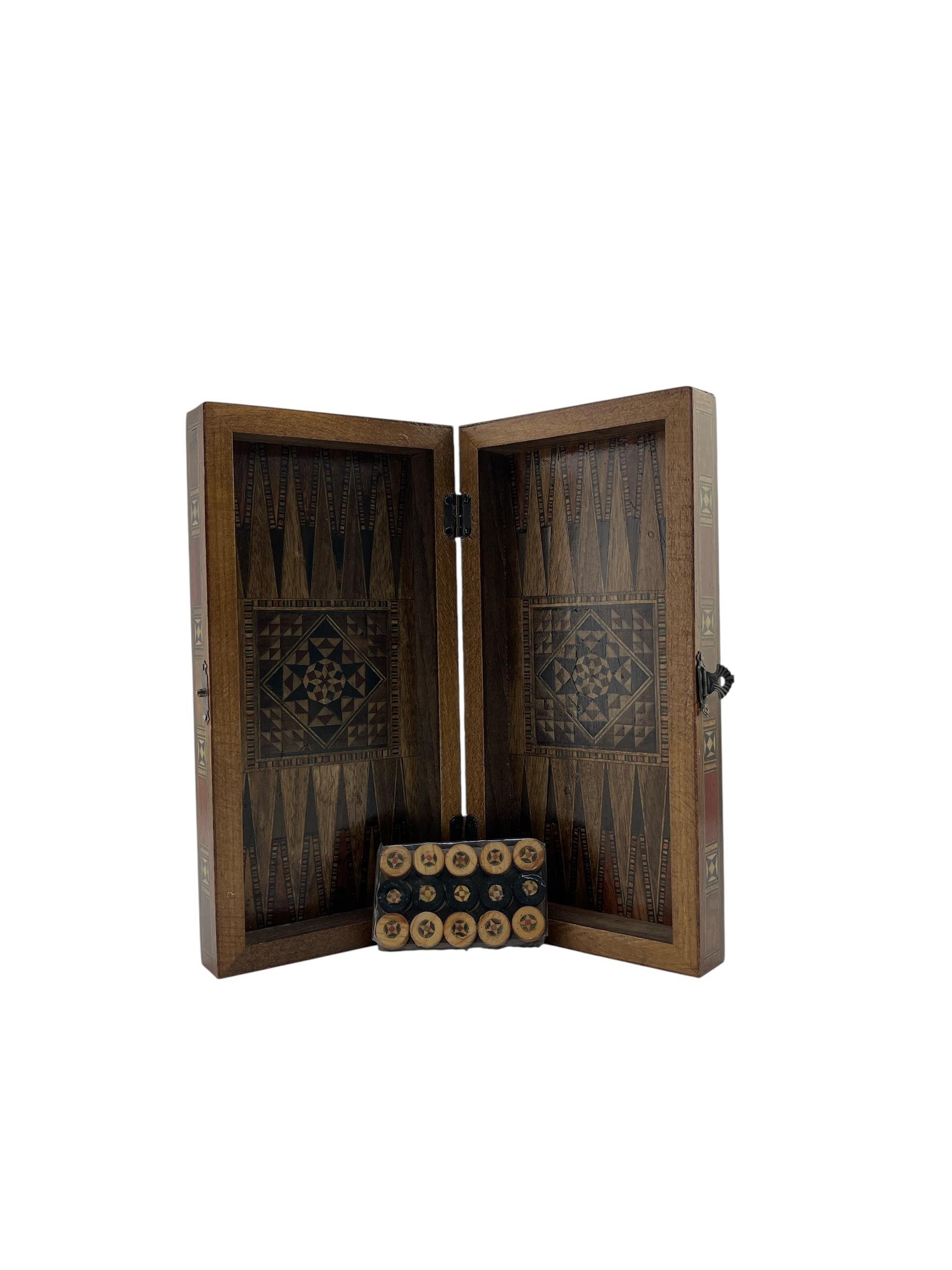 Gifthome, Mini Boy, El Yapımı, Masif Ahşap, Siyah Sedefli Tavla ( 22x11 cm )