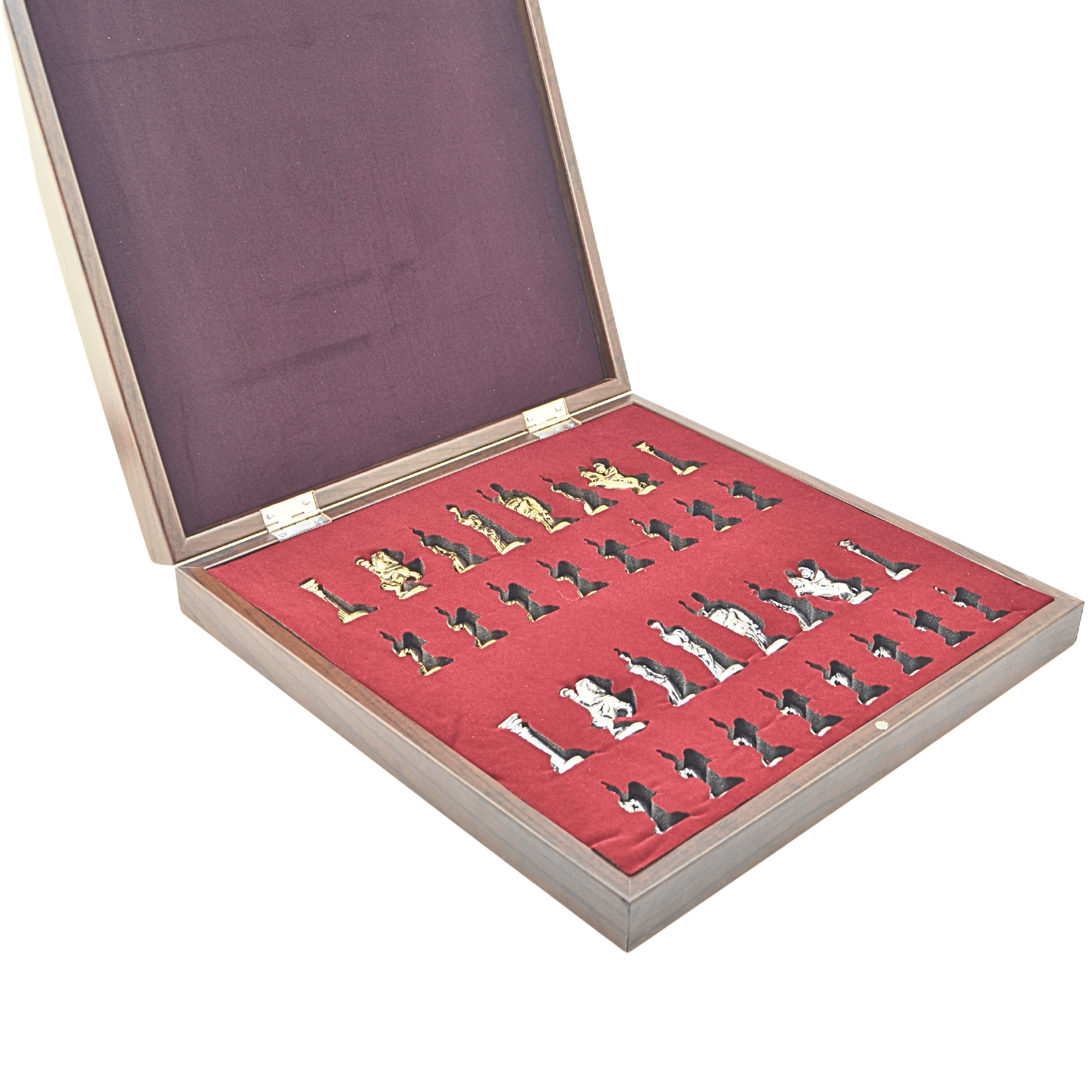 GiftHome Orta Boy Metal ROMA İMPARATORLUĞU Satranç Tk. Parlak ve Rustik Desenli Sandıklı MDF Tahtası(36X36X6 cm.) 