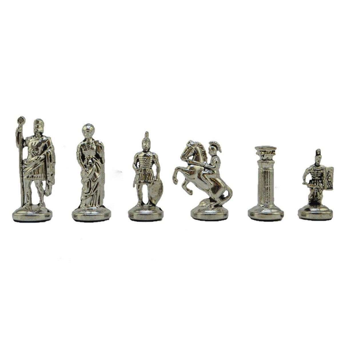 GiftHome Orta Boy Metal ROMA İMPARATORLUĞU Satranç Tk. Parlak ve Rustik Desenli Sandıklı MDF Tahtası(36X36X6 cm.) 