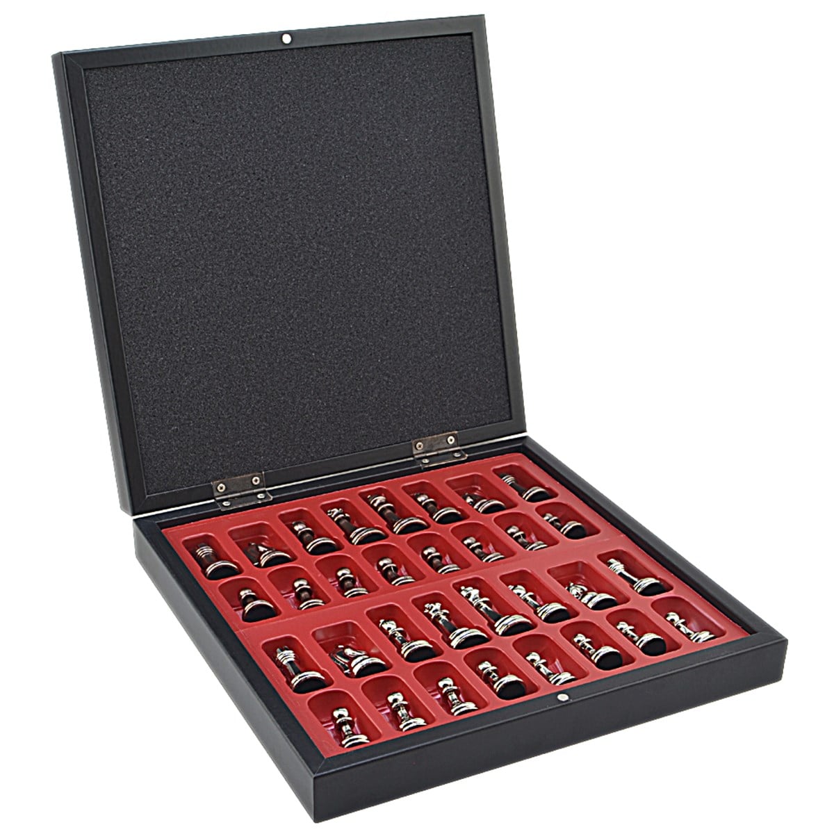 GiftHome Orta Boy Metal Truva-Sparta Satranç Takımı Antik ve Mermer Desenli Sandıklı MDF Tahtası (36x36x6 cm.)
