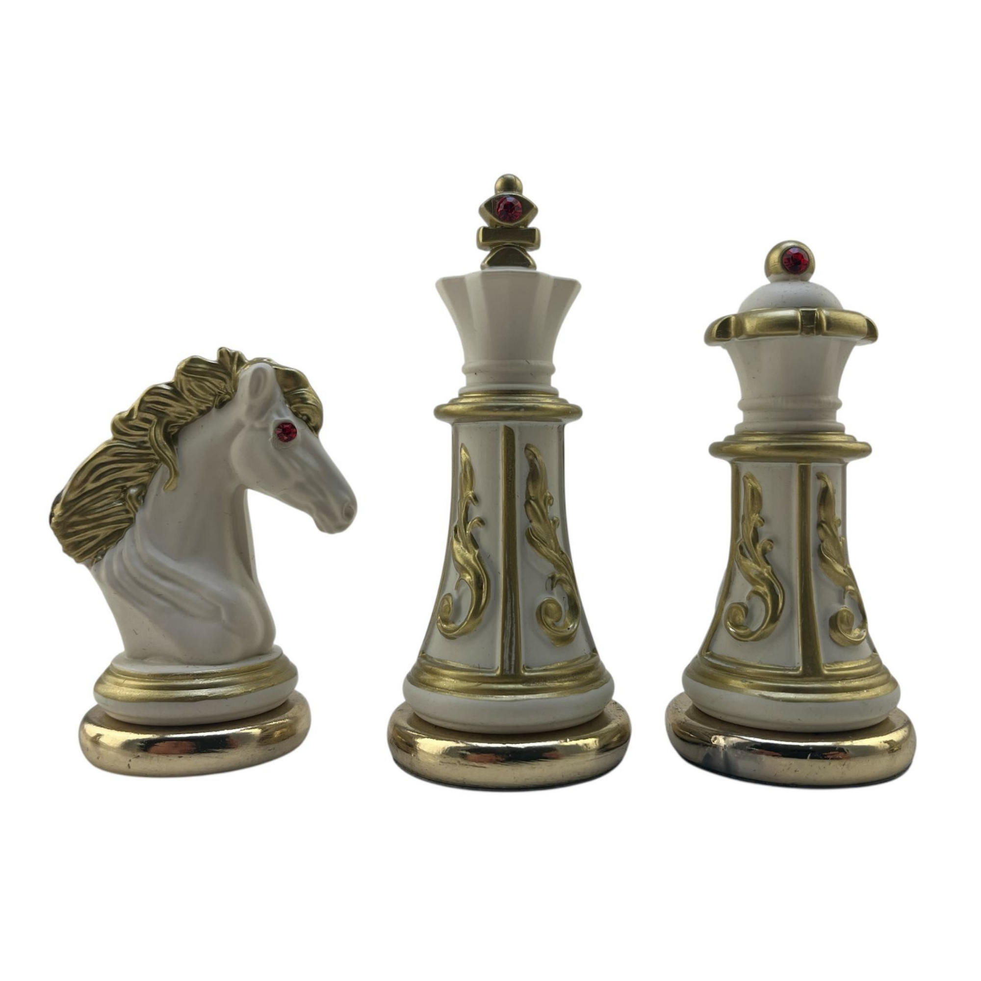 GiftHome Premium Battal Boy POLYESTER İŞLEMELİ KLASİK Satranç Takımı  ve Katlanır Ceviz Desenli MDF Satranç Tahtası (43X43 cm.)