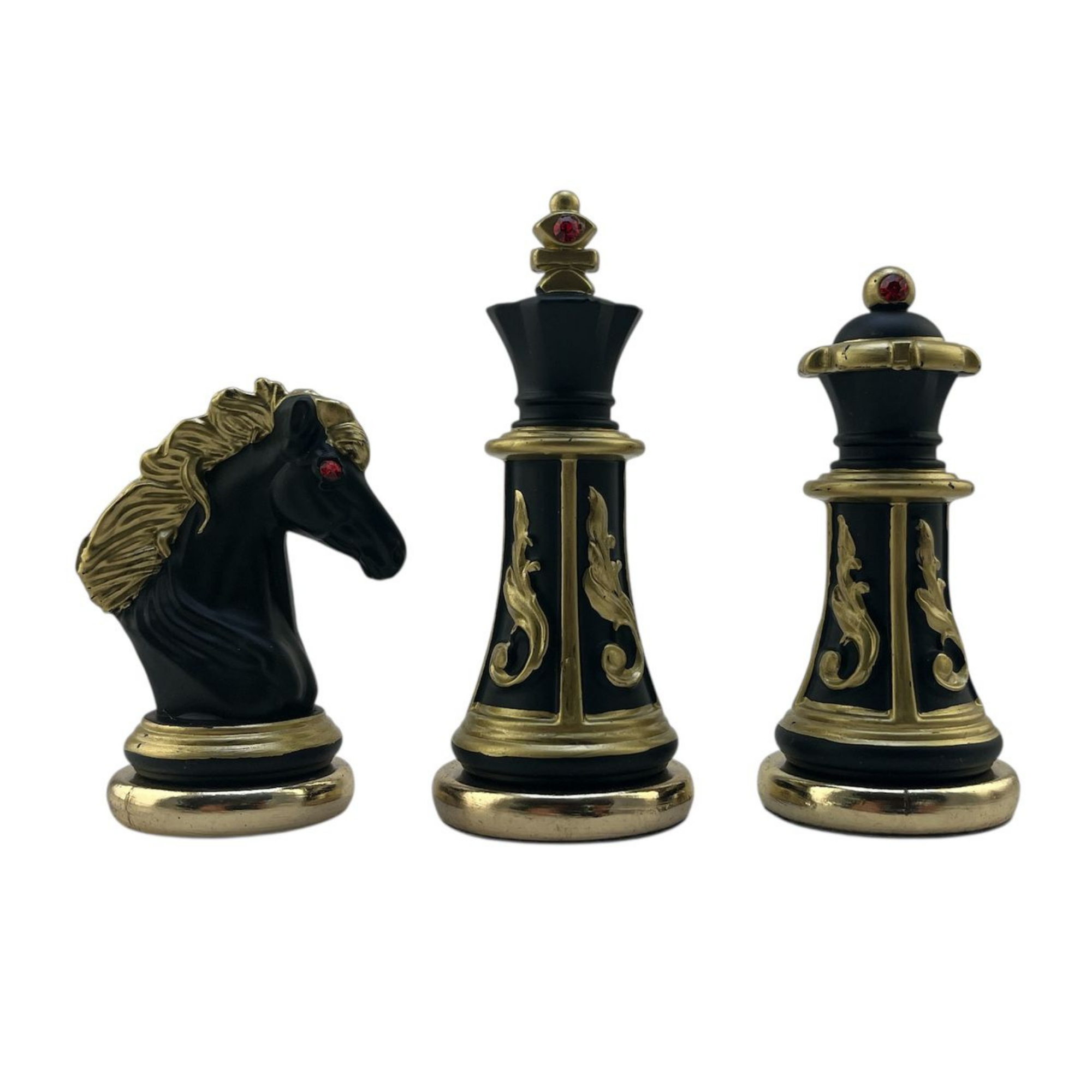 GiftHome Premium Battal Boy POLYESTER İŞLEMELİ KLASİK Satranç Takımı  ve Katlanır Ceviz Desenli MDF Satranç Tahtası (43X43 cm.)