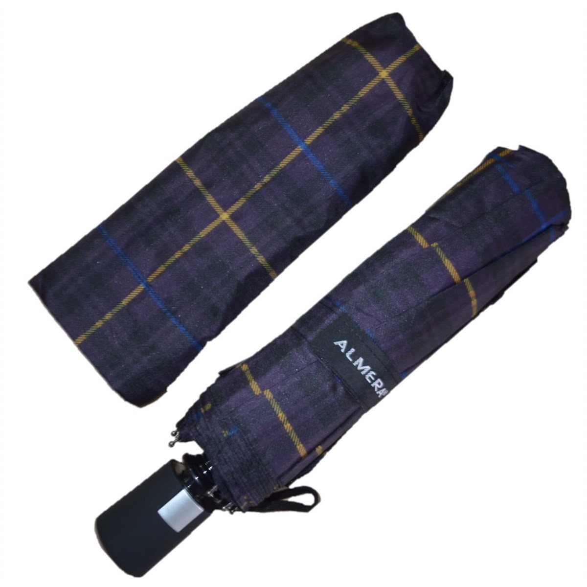 GiftHome Yarı Otomatik, 10 Telli, Rüzgara Dayanıklı, Kadın  Şemsiye, Ekose Desen-9