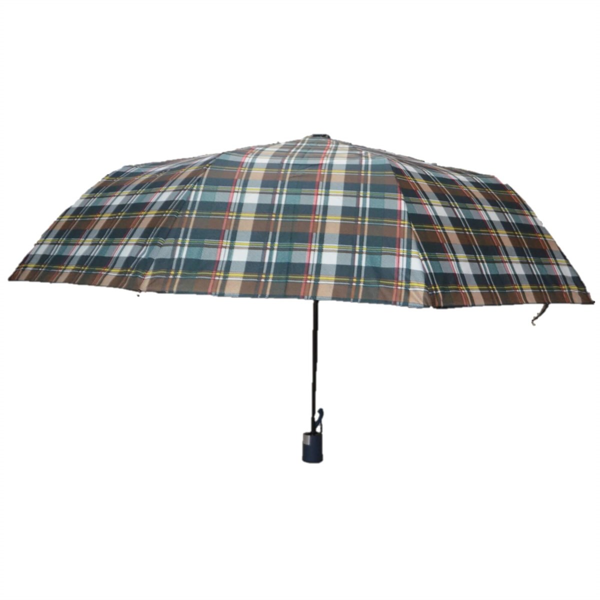 GiftHome Yarı Otomatik, 10 Telli, Rüzgara Dayanıklı, Kadın  Şemsiye, Ekose Desen-7