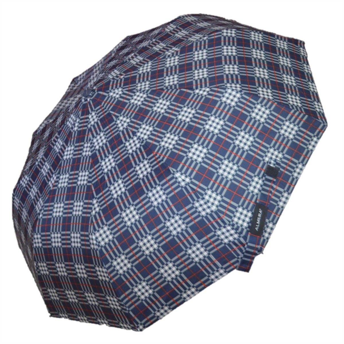 GiftHome Yarı Otomatik, 10 Telli, Rüzgara Dayanıklı, Kadın  Şemsiye, Ekose Desen-5