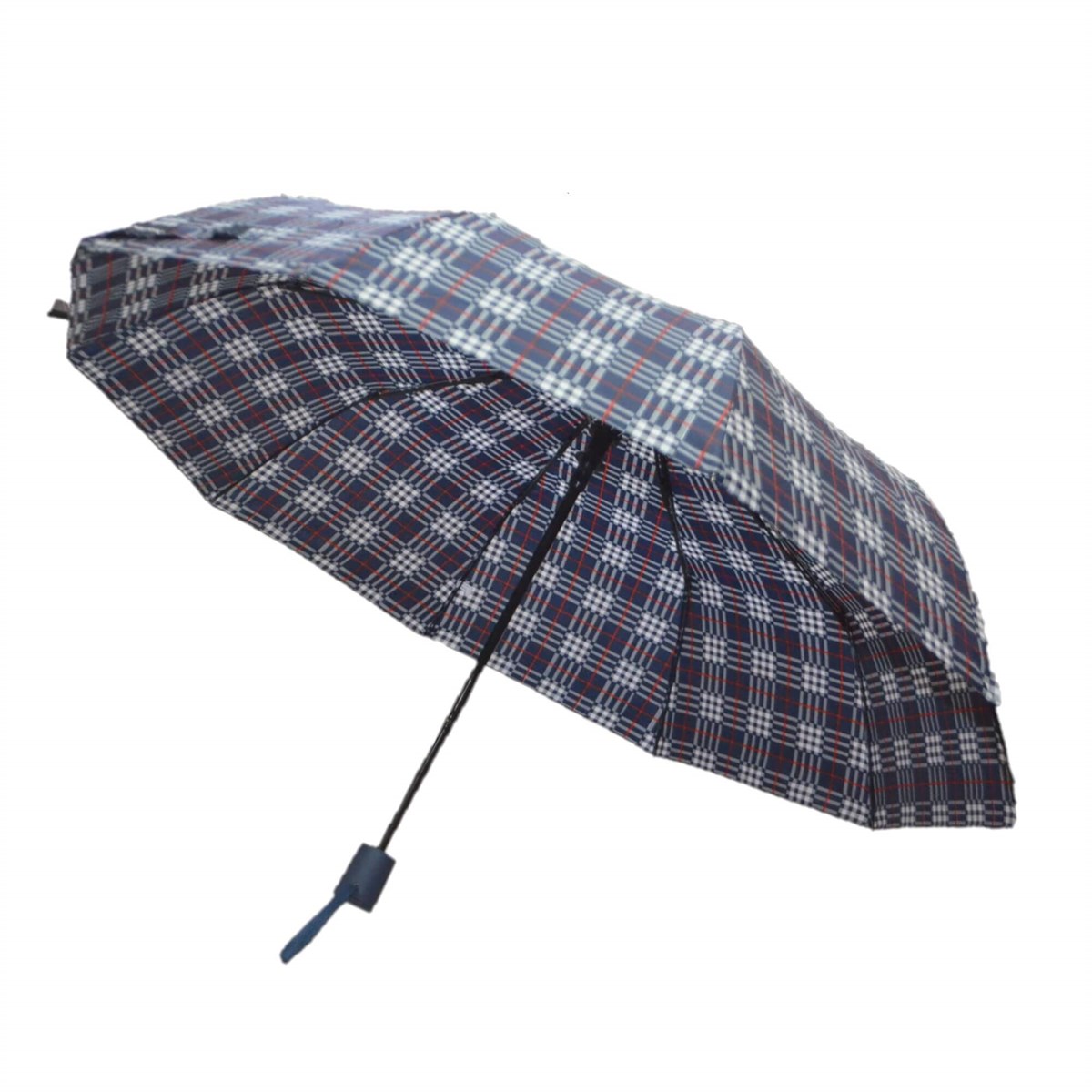 GiftHome Yarı Otomatik, 10 Telli, Rüzgara Dayanıklı, Kadın  Şemsiye, Ekose Desen-5