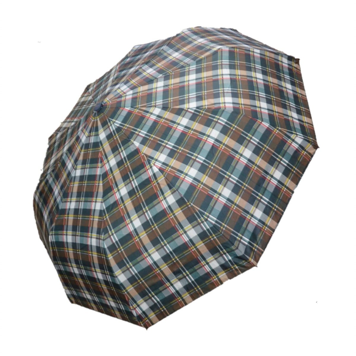GiftHome Yarı Otomatik, 10 Telli, Rüzgara Dayanıklı, Kadın  Şemsiye, Ekose Desen-7