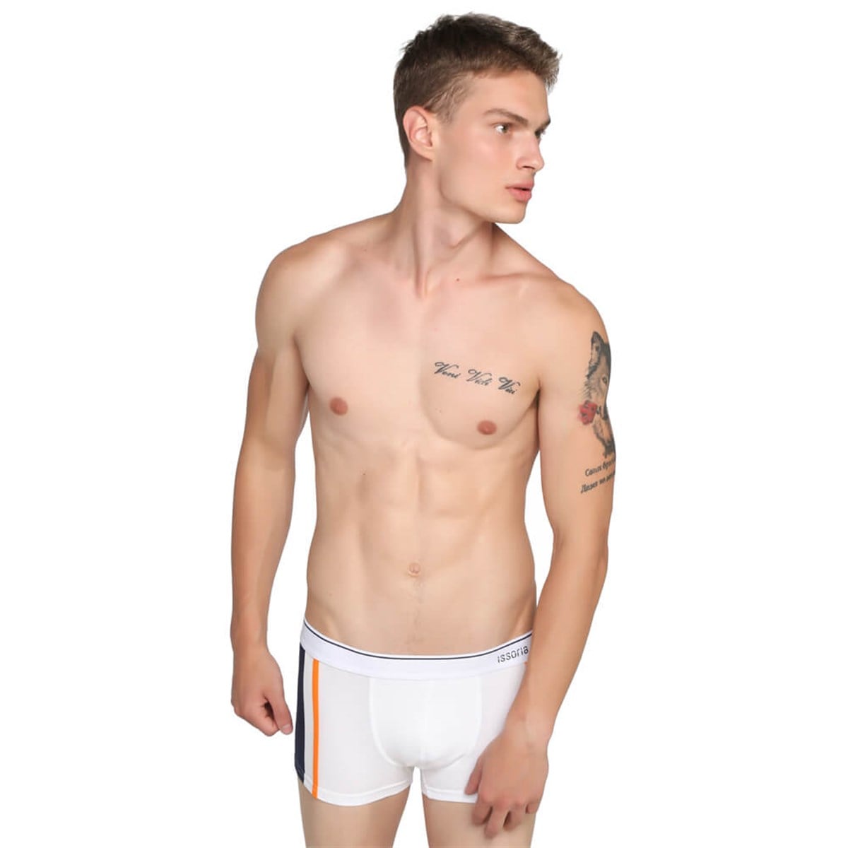 ISSORIA Erkek Boxer 3'lü Kutu Tip:2 (Gri-Lacivert-Beyaz)