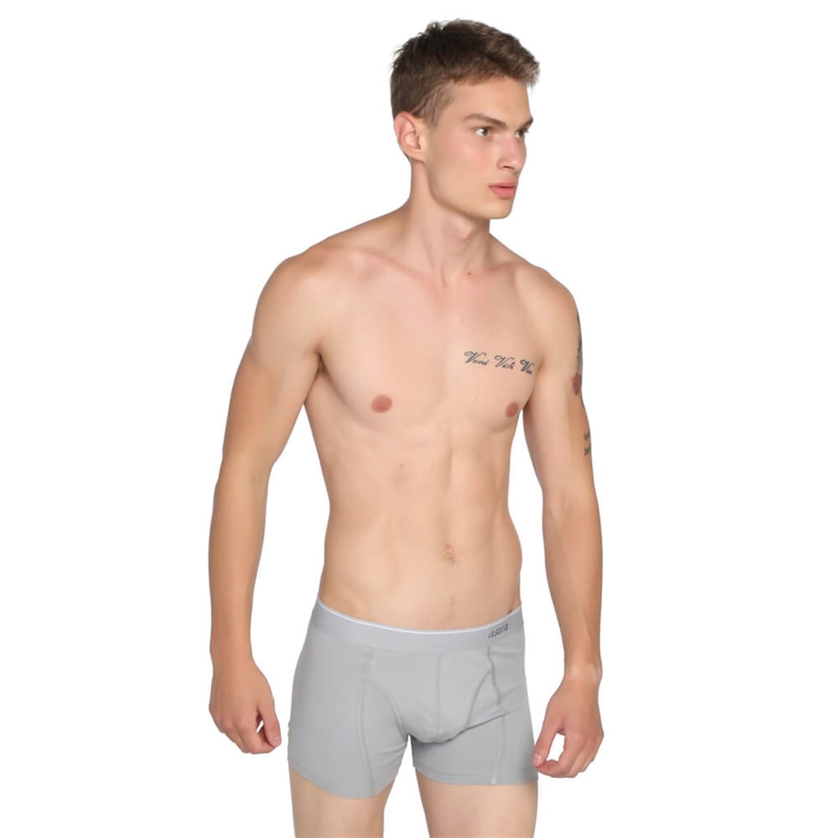 ISSORIA Erkek Boxer 3'lü Kutu Tip:4 (Gri-Siyah-Beyaz)