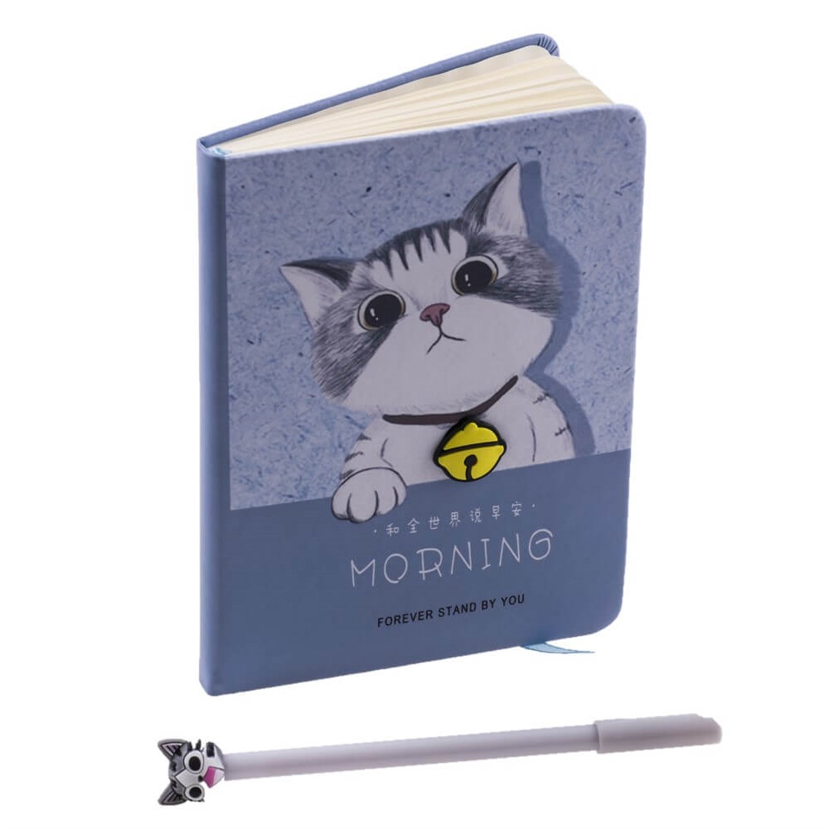 KEDİ KABARTMA RESİMLİ HATIRA DEFTERİ VE KEDİ ŞEKİLLİ KALEM SETİ