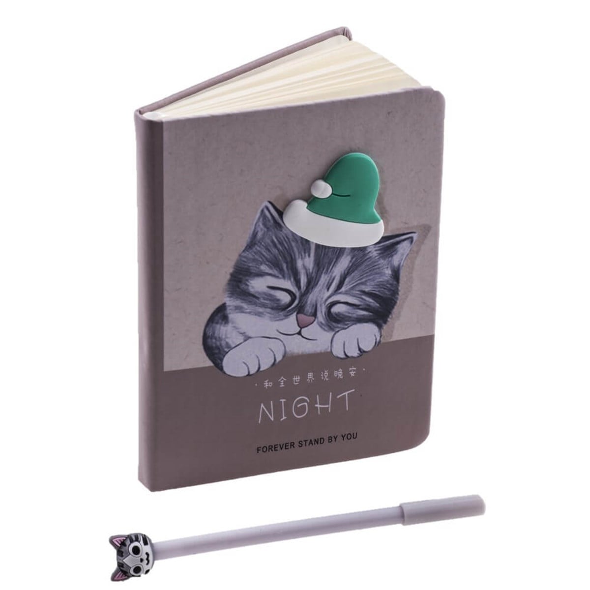 KEDİ KABARTMA RESİMLİ HATIRA DEFTERİ VE KEDİ ŞEKİLLİ KALEM SETİ - 2