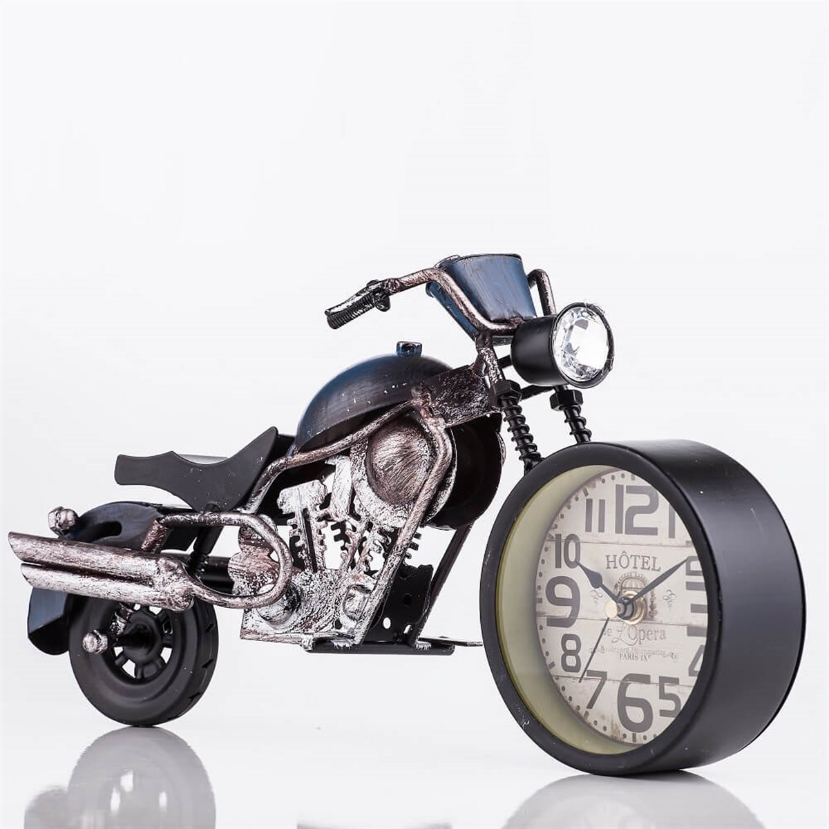 Metal Motosiklet Maketli Masa Saati