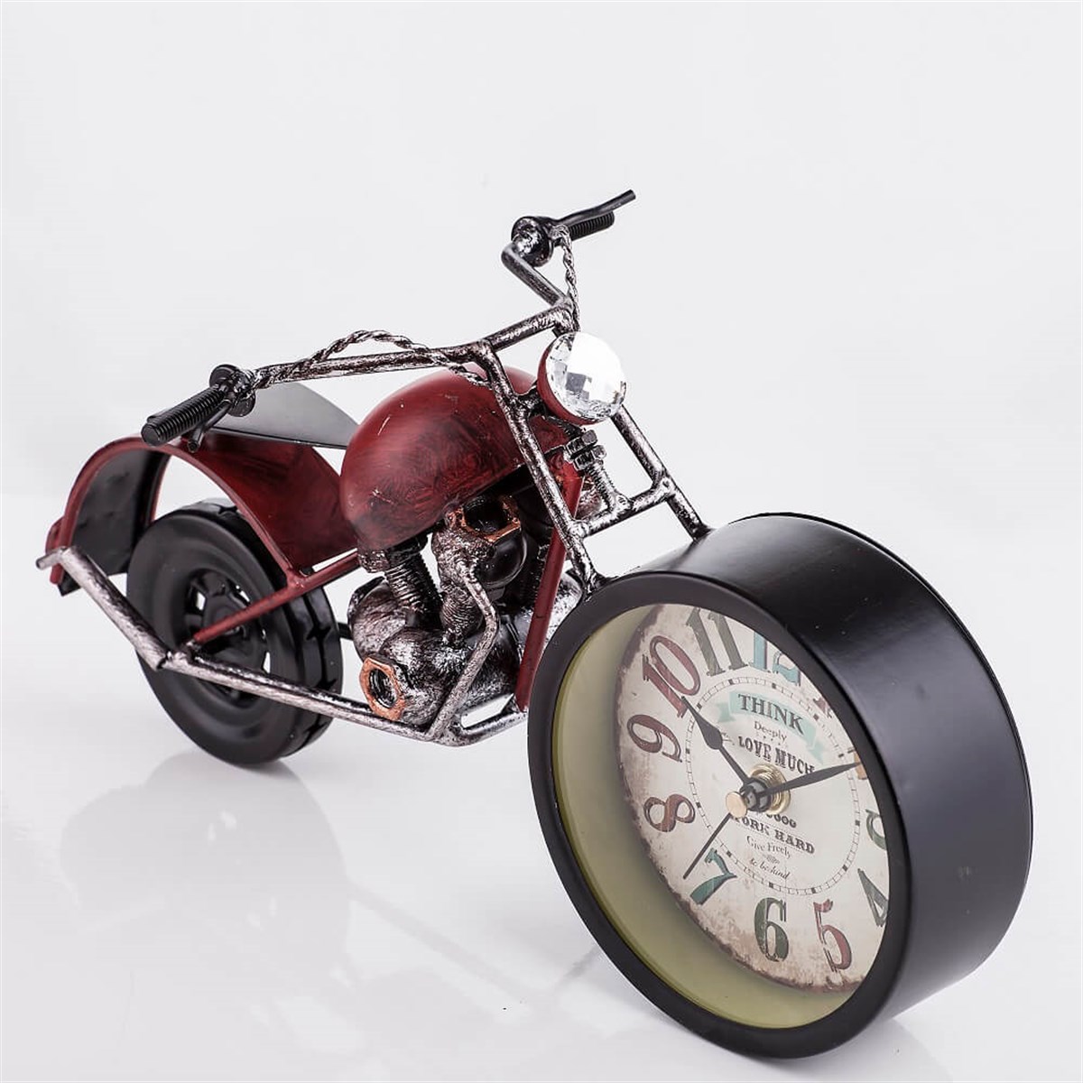 Metal Motosiklet Maketli Masa Saati